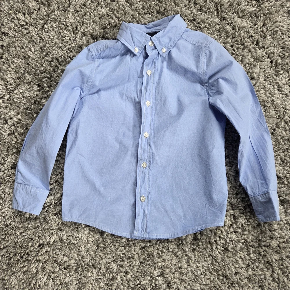OshKosh B'gosh Boys 7/7A Button-Up Shirts Long Sleeve Blue Plaid Solid Lot